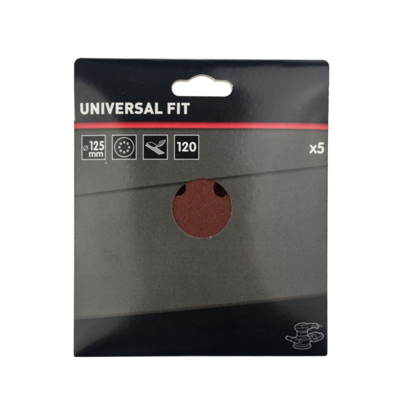 Krążek na rzep Universal 125 mm P120 z otworami 5 szt.