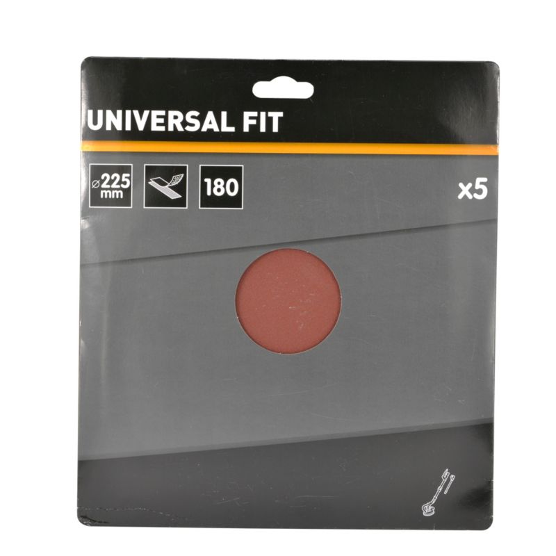 Krążek na rzep Universal 225 mm P180 bez otworów 5 szt.