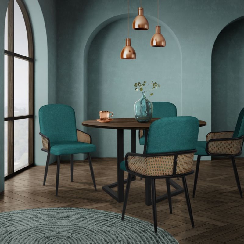 Krzesła do jadalni ML-Design tapicerowane benzyna podłokietniki rattan ergonomiczne oparcie metalowe nogi komfortowe 2 szt