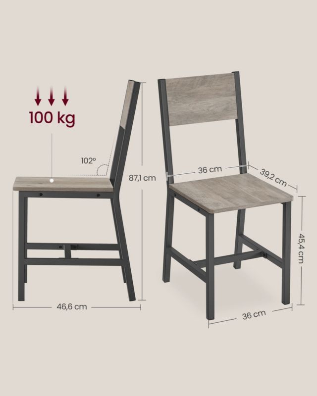 Krzesła do jadalni Songmics loft industrialne 87,1x36x46,6 cm 2 szt.