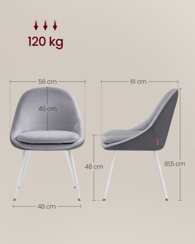 Krzesła do jadalni Songmics zestaw 2 szt. szare 1 kpl