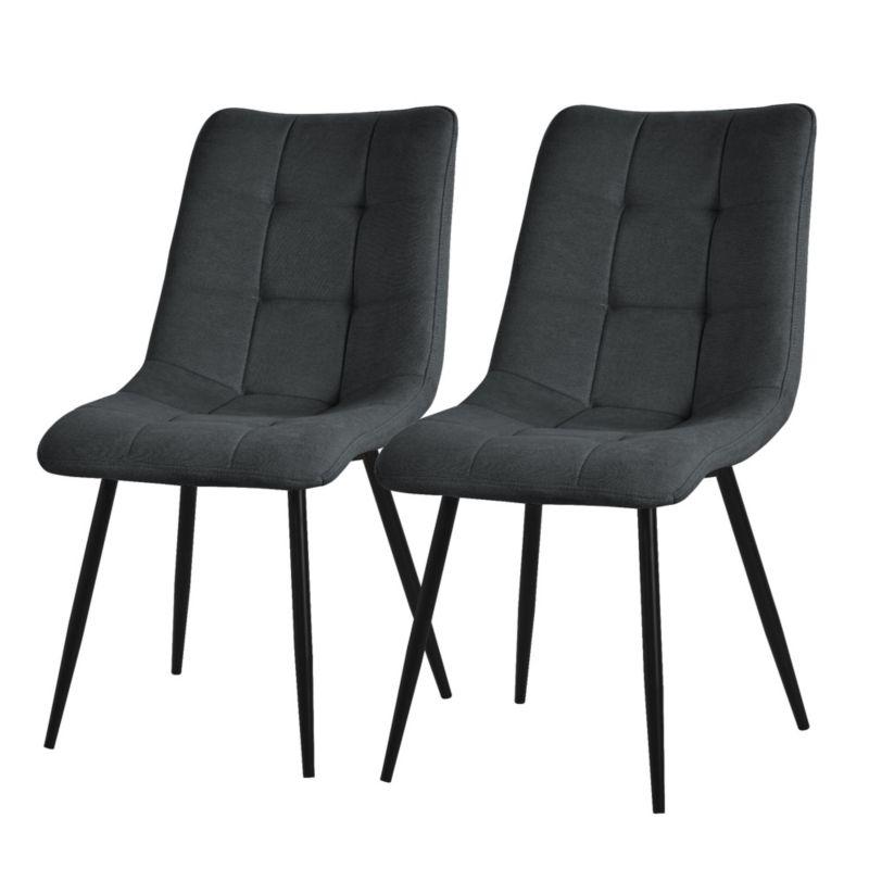 Krzesła jadalniane ML Design antracyt tkanina tapicerowane fotele czarne metalowe nogi oparcie nowoczesne kuchni salonu 2 szt