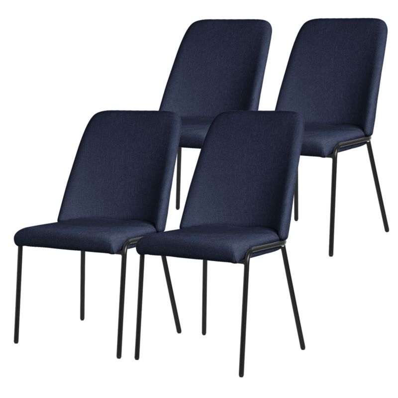 Krzesła ML Design do jadalni ciemnoniebieskie to tapicerowane fotele ergonomiczne z poliestru posiadające metalowe nogi 4 szt