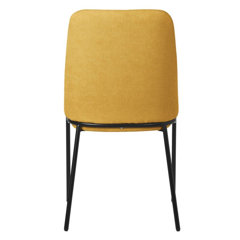 Krzesła ML Design do jadalni musztarda to tapicerowane fotele poliestru posiadające ergonomiczne metalowe nogi nowoczesne 6 szt