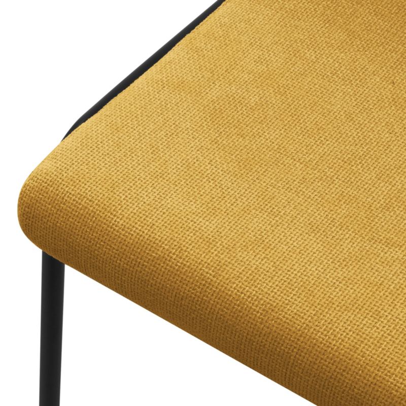 Krzesła ML Design do jadalni musztarda to tapicerowane fotele poliestru posiadające ergonomiczne metalowe nogi nowoczesne 6 szt