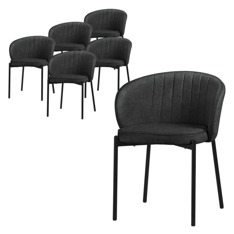 Krzesła z tapicerką ML Design antracyt do jadalni materiałowe metalowe nogi ergonomiczne wyściełane oparcie komfortowe 6 szt