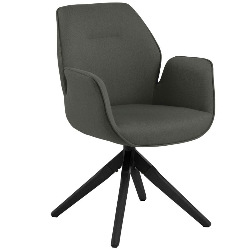 Krzesło do jadalni Aura Actona ciemnoszare obrotowe metalowe czarne nogi 60,5 x 58,5 x 91 cm 1 szt.