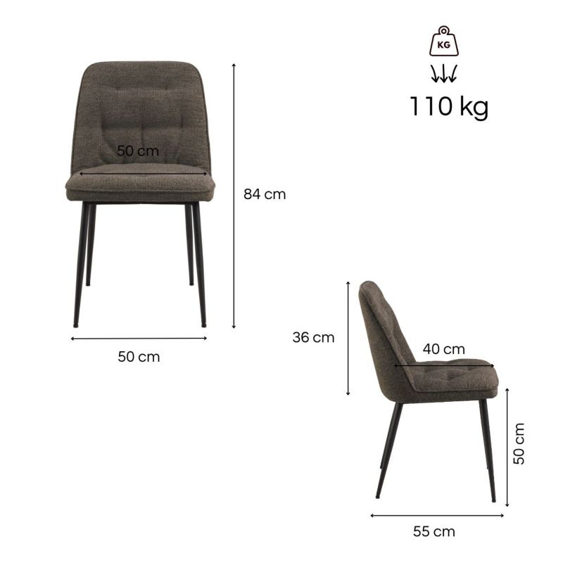 Krzesło do jadalni Brooke Actona taupe tapicerowane 50x55x84 cm 1 szt.