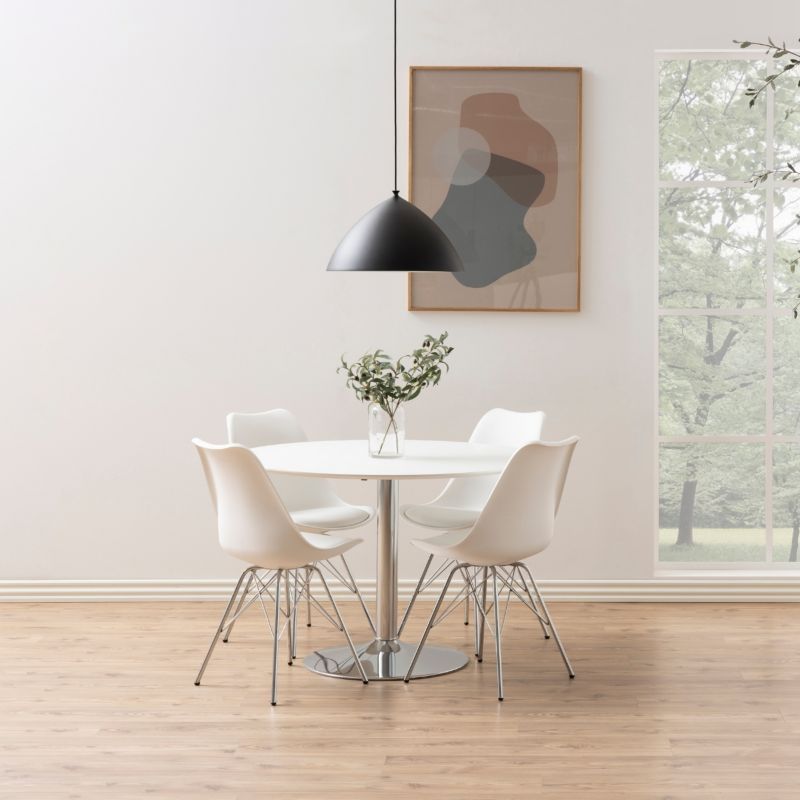Krzesło do jadalni Eris Actona biało-srebrne z oparciem metalowe nogi 48,5 x 54 x 85,5 cm 1 szt.