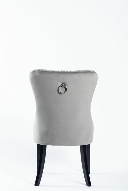 Krzesło do jadalni Lael Velvet INTESI tapicerowane welurowe szare z drewnianymi nogami 1 szt.