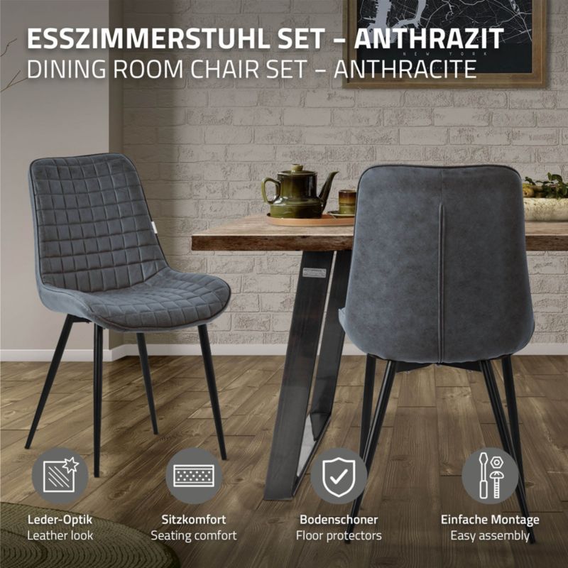 Krzesło do jadalni ML Design antracyt aksamitny fotel tapicerowane metalowe nogi oparcie wygodne designerskie salon kuchni 6 szt