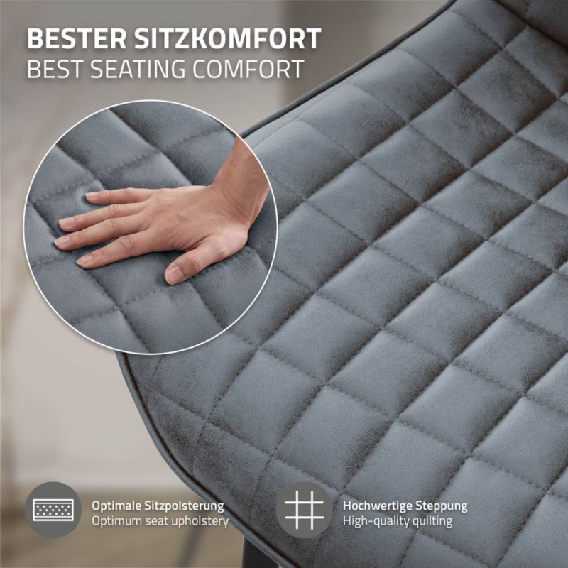 Krzesło do jadalni ML Design antracyt aksamitny fotel tapicerowane metalowe nogi oparcie wygodne designerskie salon kuchni 6 szt