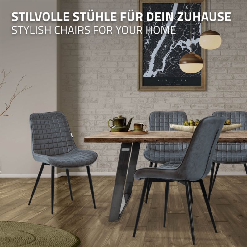 Krzesło do jadalni ML Design antracyt aksamitny fotel tapicerowane metalowe nogi oparcie wygodne designerskie salon kuchni 6 szt