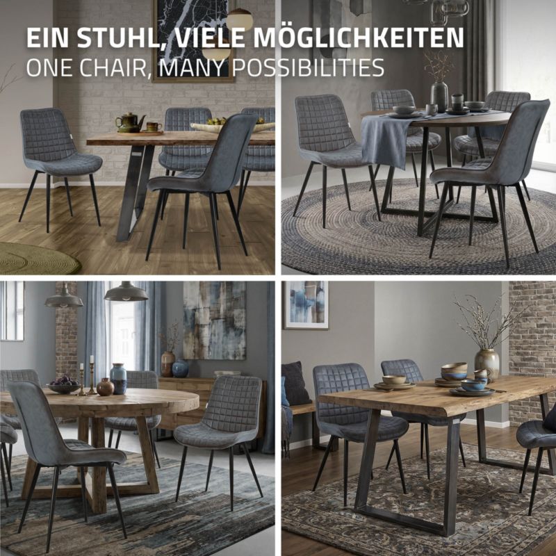 Krzesło do jadalni ML Design antracyt aksamitny fotel tapicerowane metalowe nogi oparcie wygodne designerskie salon kuchni 6 szt
