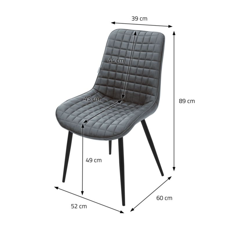Krzesło do jadalni ML Design antracyt aksamitny fotel tapicerowane metalowe nogi oparcie wygodne designerskie salon kuchni 6 szt