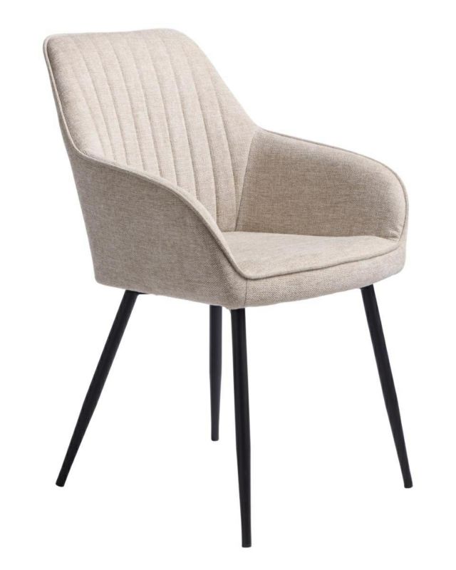 Krzesło do jadalni Nolan UNIQUE FURNITURE tapicerowane pikowanie pionowe z podłokietnikami piaskowe 1 szt.