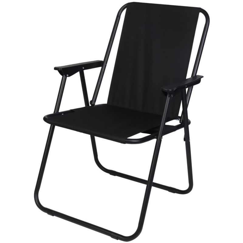Krzesło Enero Camp turystyczne z podłokietnikami 52X44X75cm składane czarne 1szt