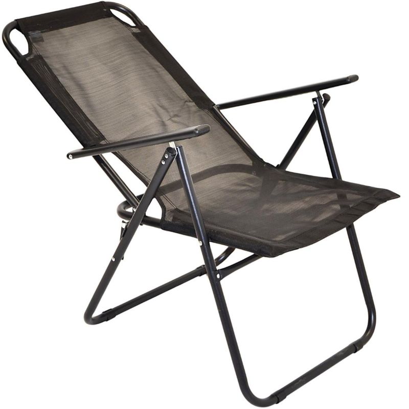 Krzesło Enero Camp turystyczne z podłokietnikami 61X66X65-108cm  składane czarne 1szt