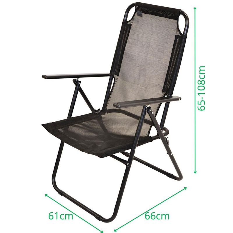 Krzesło Enero Camp turystyczne z podłokietnikami 61X66X65-108cm  składane czarne 1szt