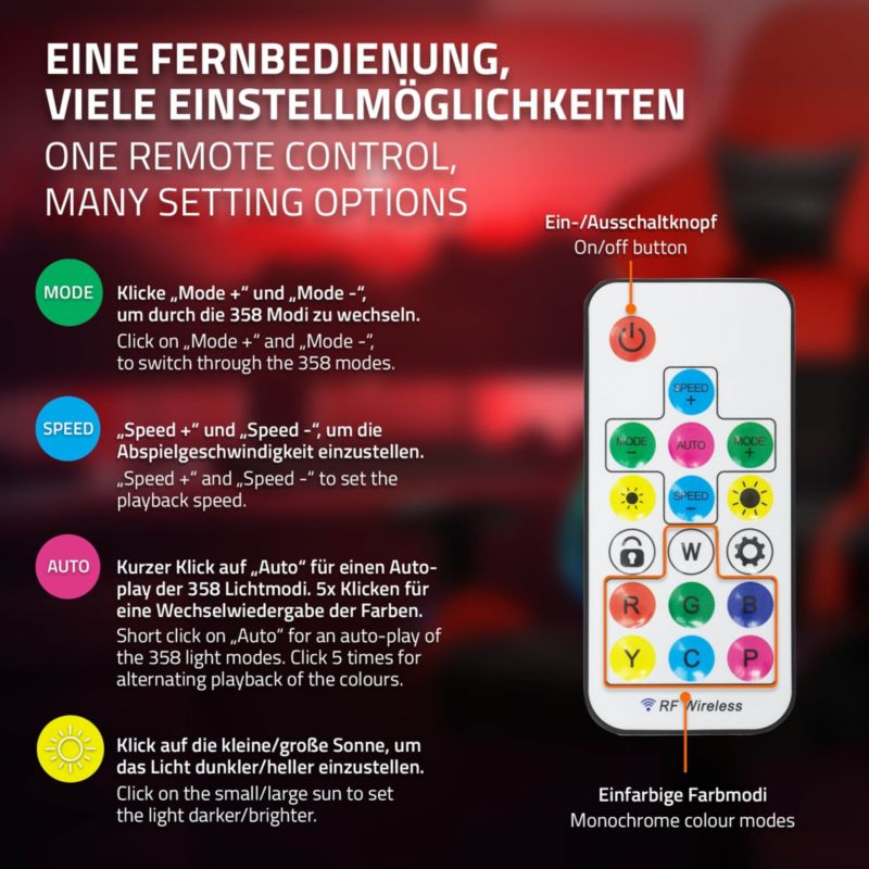 Krzesło gamingowe ML Design led rgb głośniki bluetooth czerwone sztuczna skóra fotel biurowy zagłówek lędźwiowa obrotowe 1 szt.