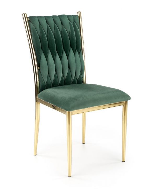 Krzesło Halmar tapicerowane K436 VELVET ciemnozielone/złote 1 szt