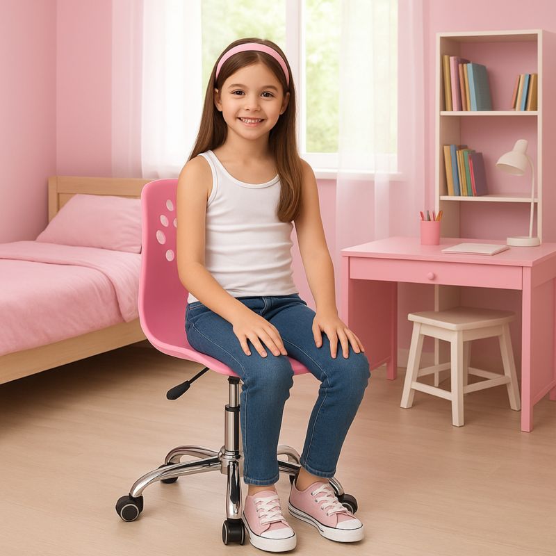 Krzesło obrotowe biurowe Springos ergonomiczny fotel na kółkach dla dzieci różowy 1 szt.