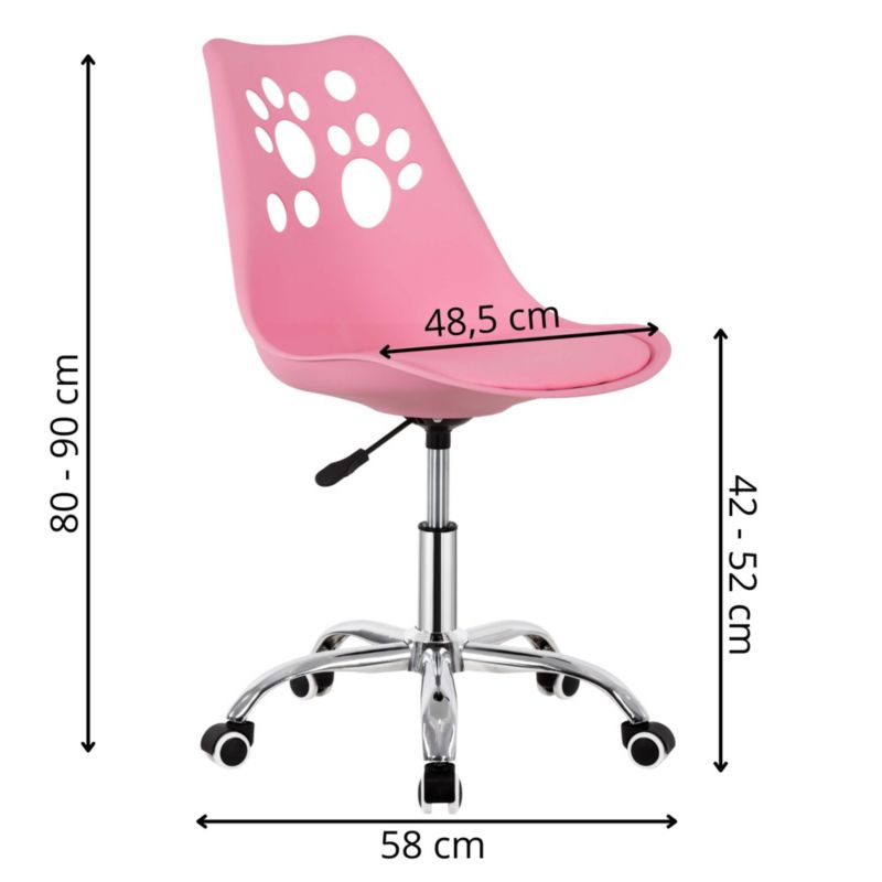 Krzesło obrotowe biurowe Springos ergonomiczny fotel na kółkach dla dzieci różowy 1 szt.