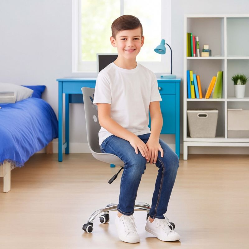 Krzesło obrotowe biurowe Springos ergonomiczny fotel na kółkach dla dzieci szary 1 szt.