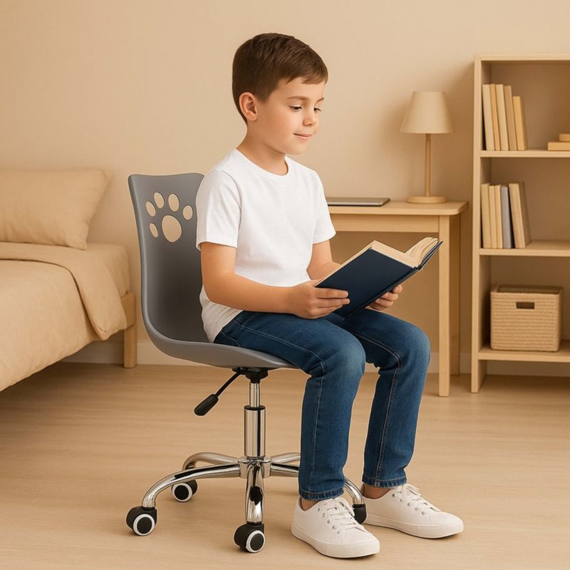 Krzesło obrotowe biurowe Springos ergonomiczny fotel na kółkach dla dzieci szary 1 szt.