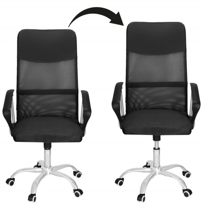 Krzesło obrotowe biurowe Springos regulowane ergonomiczny fotel na kółkach do komputera czarny 1 szt.