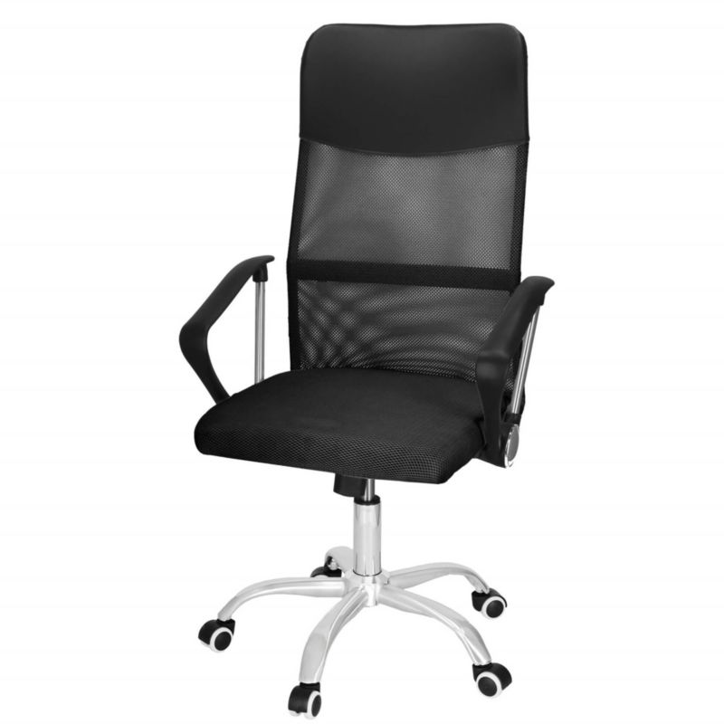 Krzesło obrotowe biurowe Springos regulowane ergonomiczny fotel na kółkach do komputera czarny 1 szt.