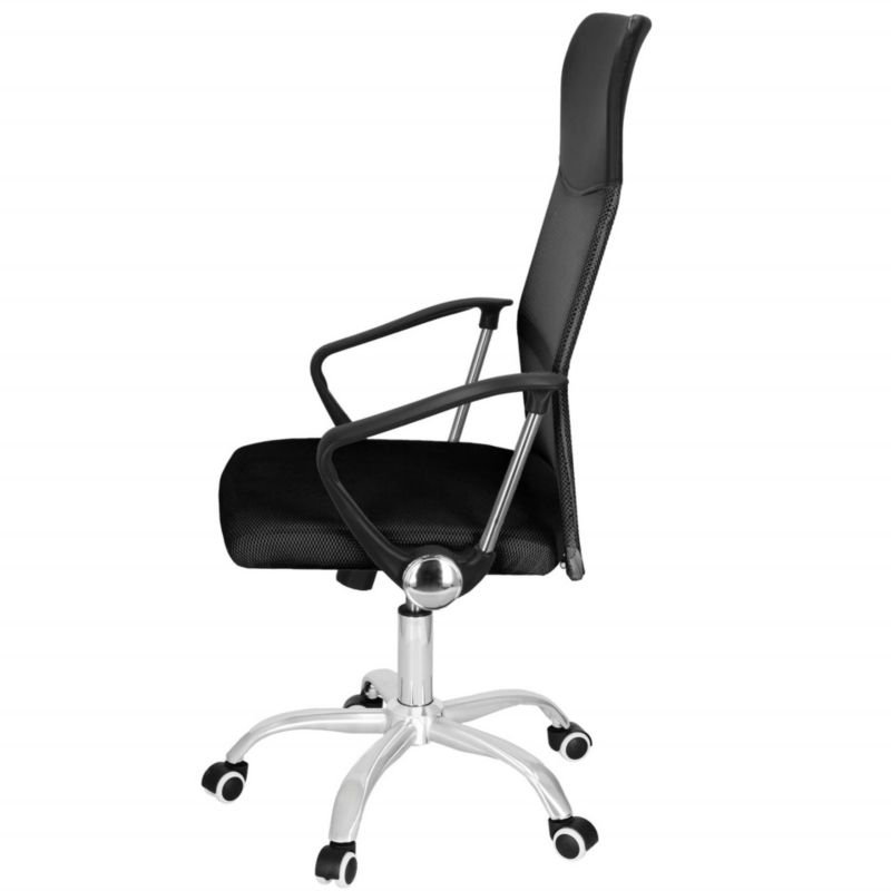 Krzesło obrotowe biurowe Springos regulowane ergonomiczny fotel na kółkach do komputera czarny 1 szt.