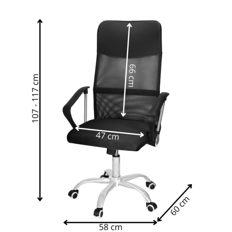 Krzesło obrotowe biurowe Springos regulowane ergonomiczny fotel na kółkach do komputera czarny 1 szt.