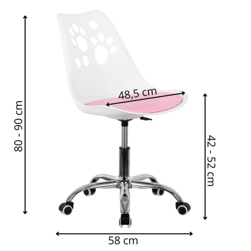 Krzesło obrotowe Springos ergonomiczny fotel na kółkach dla dzieci, ucznia biało-różowe 1 szt.
