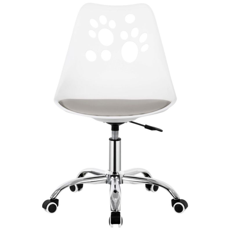 Krzesło obrotowe Springos ergonomiczny fotel na kółkach dla dzieci, ucznia biało-szare 1 szt.