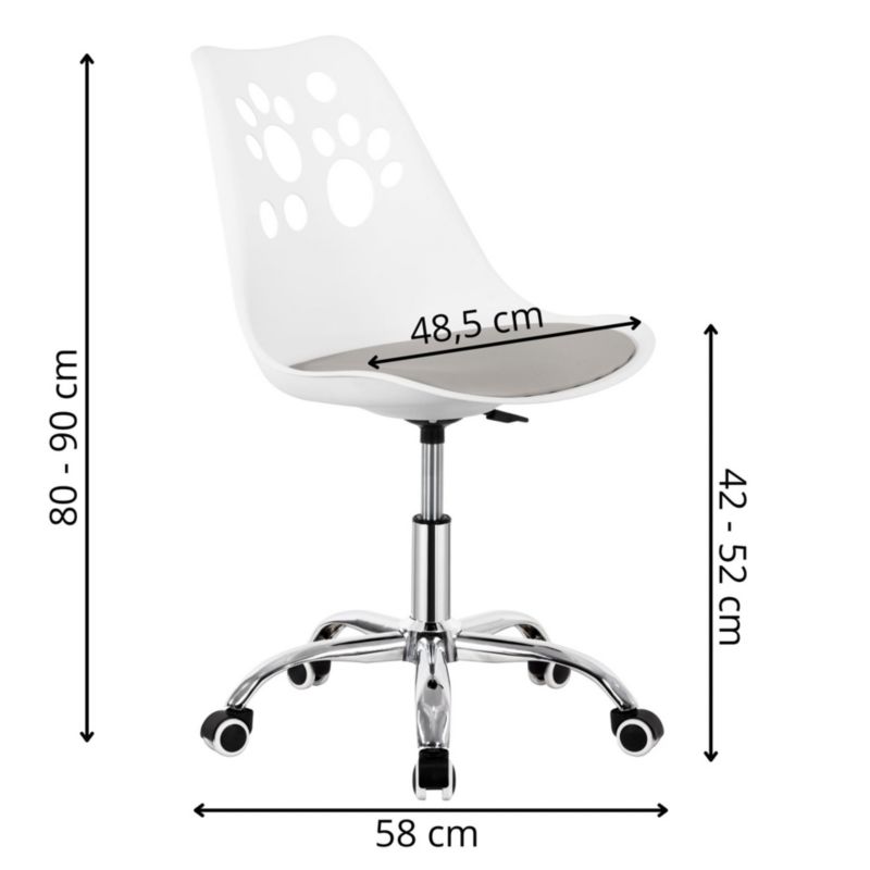 Krzesło obrotowe Springos ergonomiczny fotel na kółkach dla dzieci, ucznia biało-szare 1 szt.
