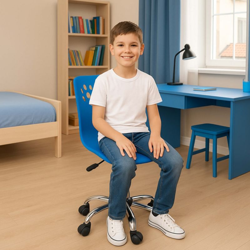 Krzesło obrotowe Springos ergonomiczny fotel na kółkach dla dzieci, ucznia niebieskie 1 szt.