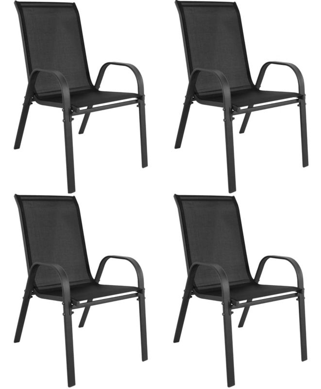 Krzesło ogrodowe Songmics metalowe z podłokietnikami czarne 4 szt