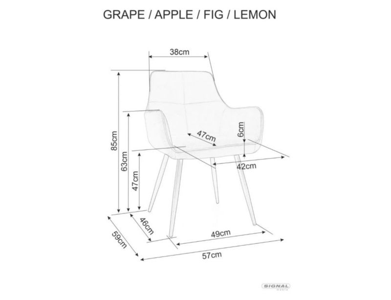 Krzesło Signal tapicerowane APPLE VELVET szare 1 szt