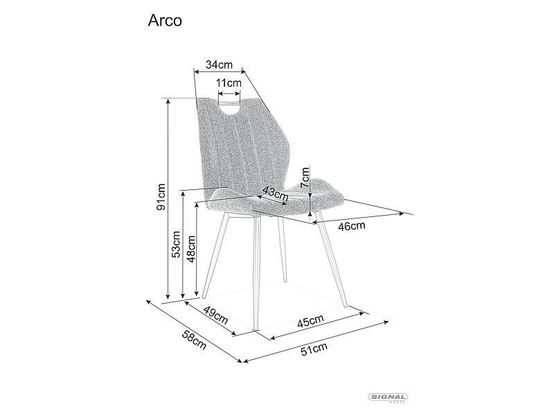 Krzesło Signal tapicerowane ARCO VELVET szare 1 szt