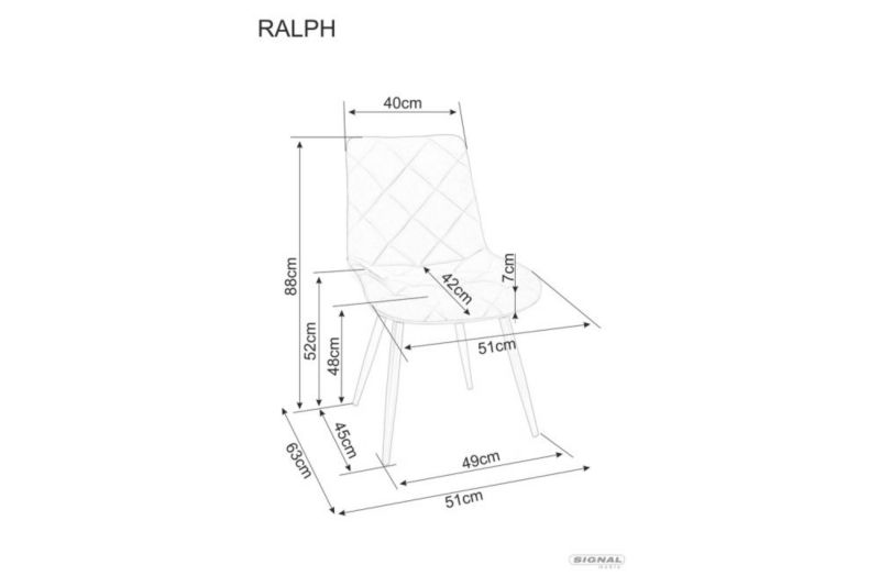 Krzesło Signal tapicerowane RALPH VELVET szare 1 szt