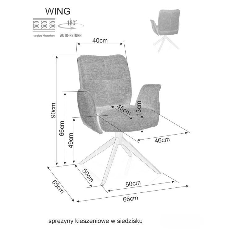 Krzesło Signal tapicerowane WING BREGO granatowe obracane 1 szt