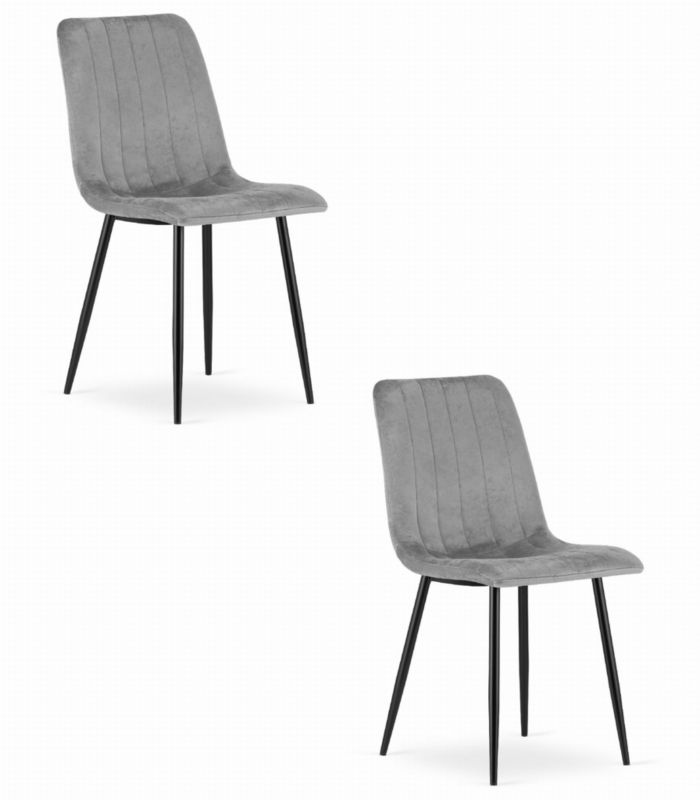Krzesło Songmics do kuchni, salonu nowoczesny design jasnoszary aksamit, nogi czarne 2 szt.