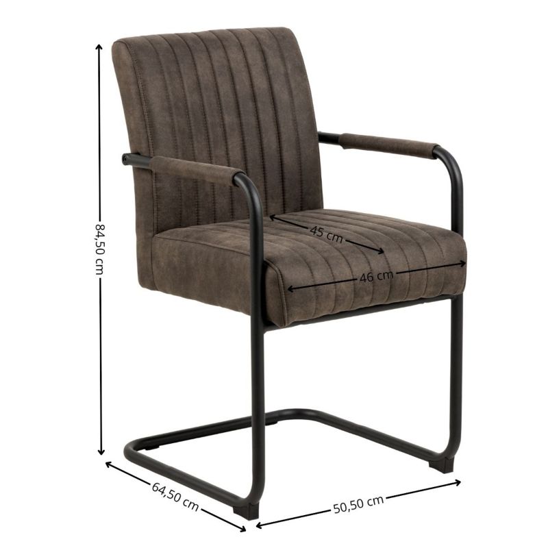 Krzesło tapicerowane Adele Actona ciemny brąz metalowe czarne nogi 50,5 x 64,5 x 84,5 cm 1 szt.