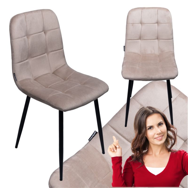 Bauerkraft sametová čalouněná židle do obývacího pokoje, jídelny, sametová loft béžová, 1 ks.