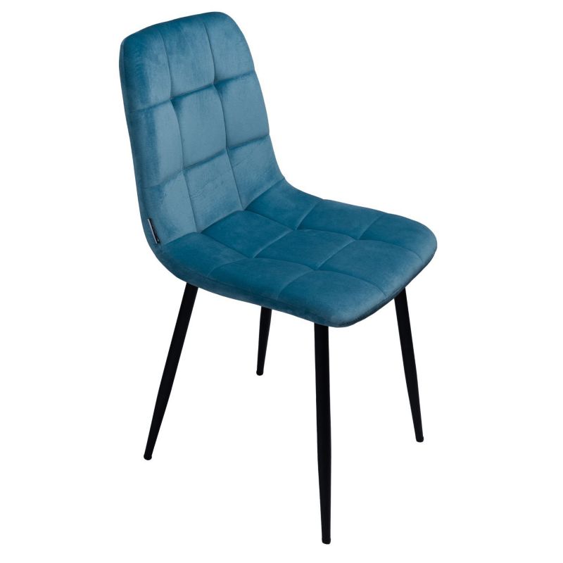 Bauerkraft sametová čalouněná židle do obývacího pokoje, jídelny, sametová loft modrá, 1 ks.