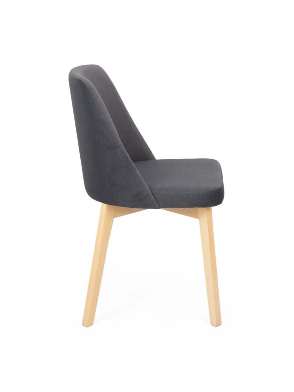 Chairline FLAVIO 1 čalouněná židle, grafit, látka Portland Black, nohy dub sonoma, 1 ks.