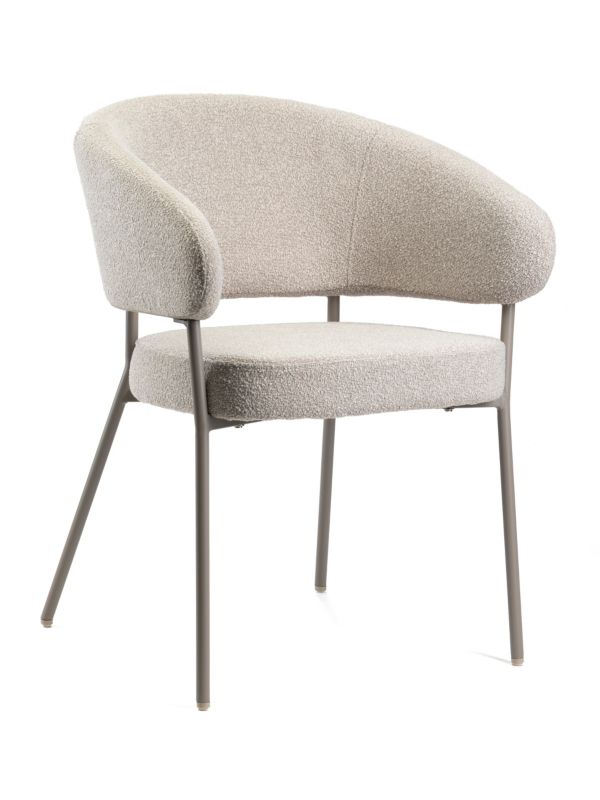 Krzesło tapicerowane ELARA HowHomely boucle cappuccino 60x62x81 cm 1 szt.