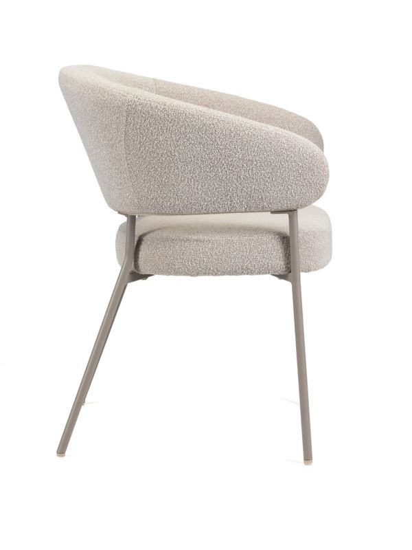 Krzesło tapicerowane ELARA HowHomely boucle cappuccino 60x62x81 cm 1 szt.