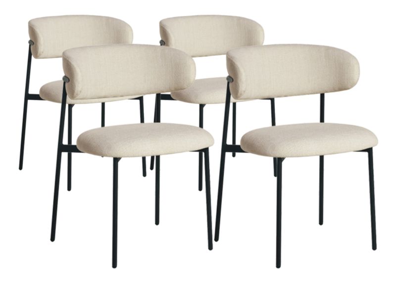 Krzesło tapicerowane HowHomely ZOYA kremowe metal czarne 79x55x58 cm 1 kpl.